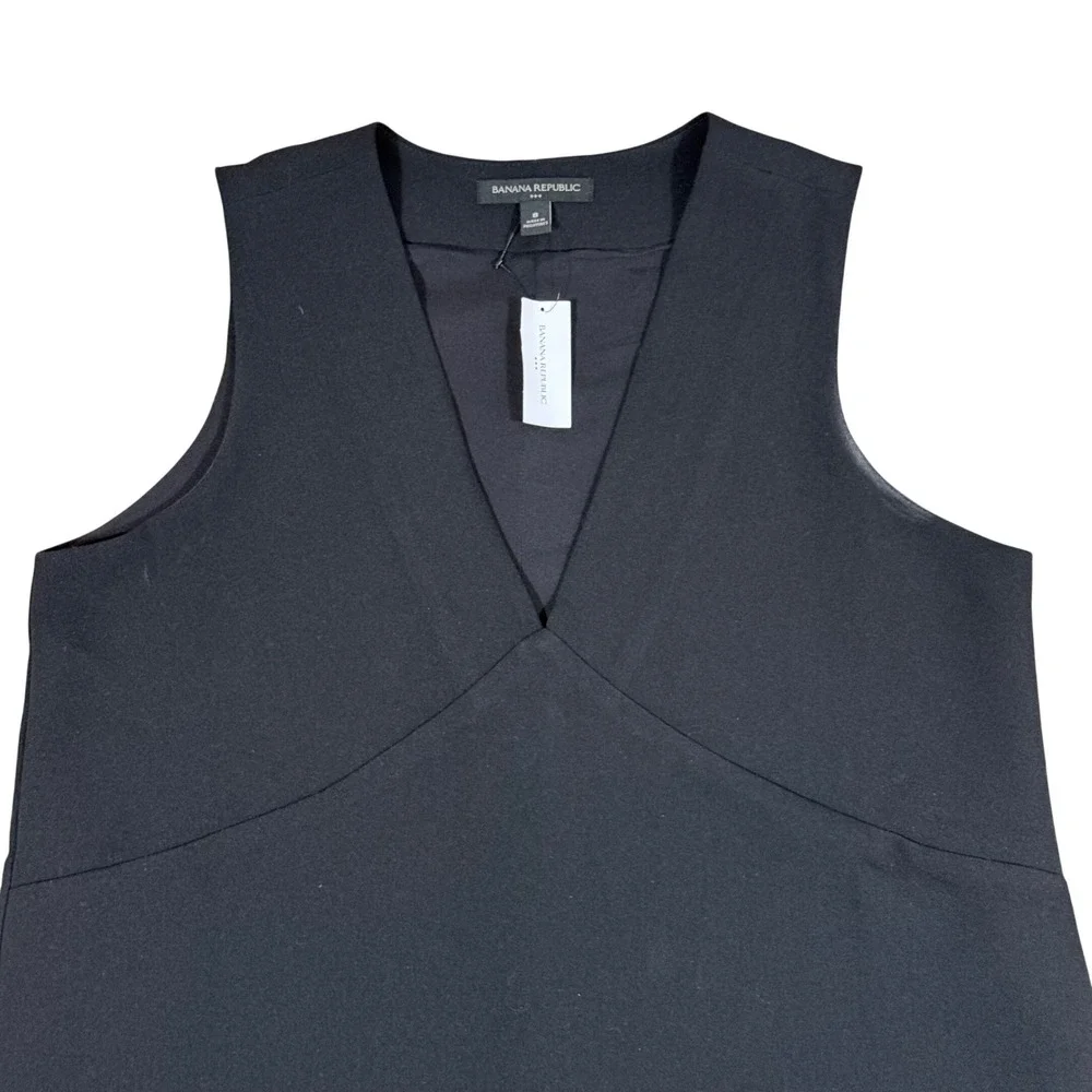 Banana Republic Womens 8 Black Sleeveless Dress NWT V Neck Work Shift NEW - Picture 2 of 8